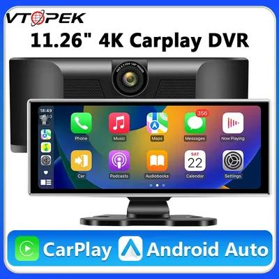 Vtopek universal 11.26 "4k Dash Cam Auto DVR Wireless Carplay Android Auto Dual Lens 1080p Rückfahr kamera Dashboard Video recorder