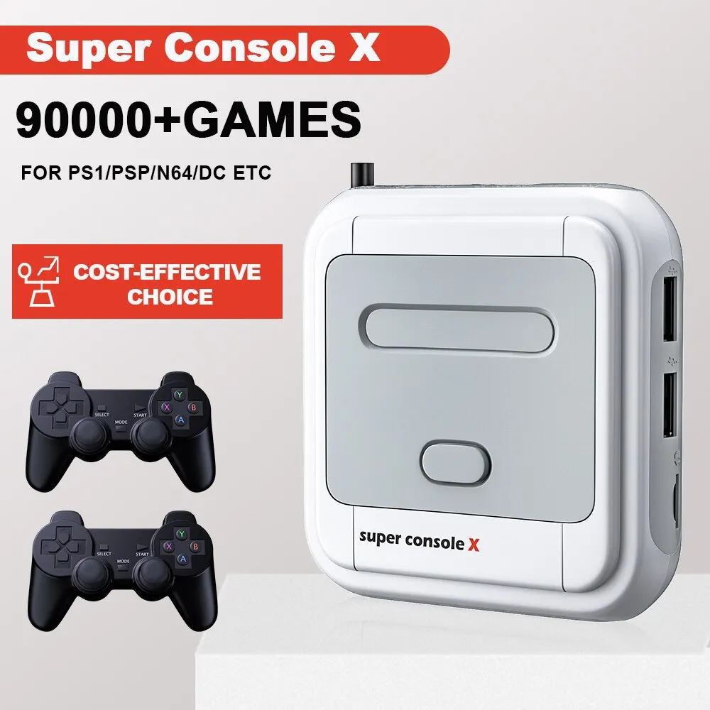 Kinhank Game Box Super Console x Retro-Videospiel konsole unterstützt 90000 Spiele 50 Emulatoren für ps1/psp/mame/dc mit Controllern