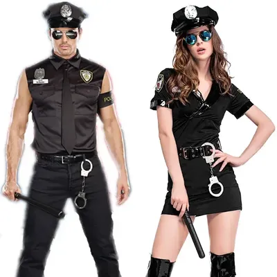 Paare Erwachsene Polizist Polizist Kostüme Cosplay für Männer Frauen Halloween Maskerade Neujahr Image