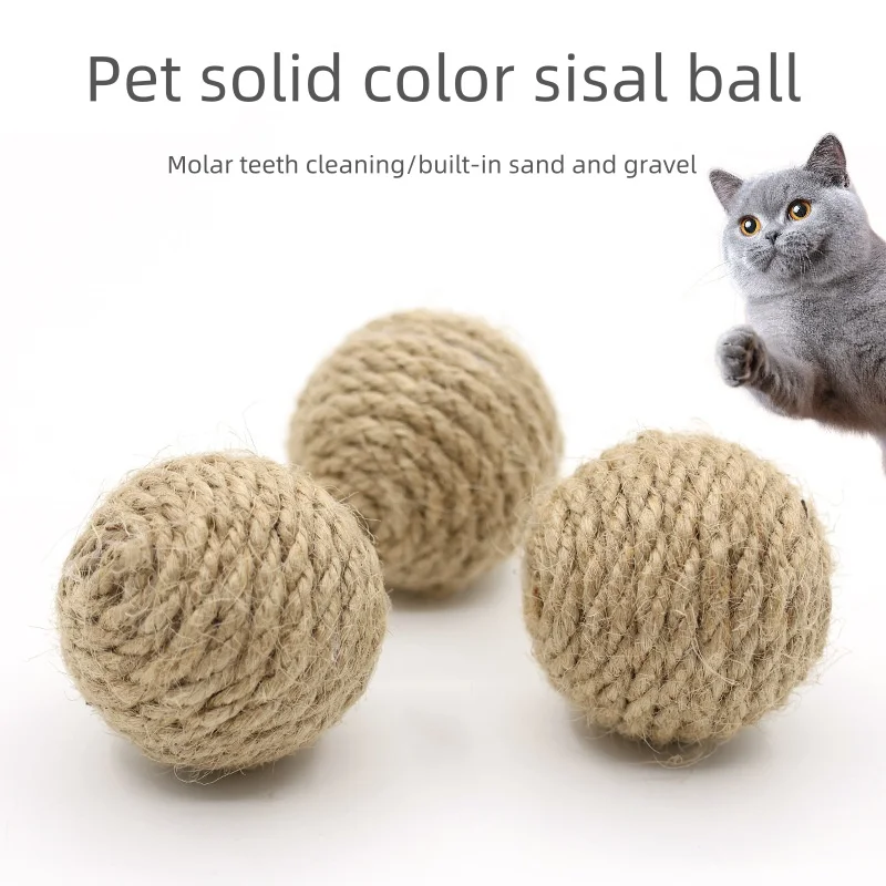 10 stücke Solide Farbige Sisal Ball Katze Necken Spielzeug Ball Selbst Hallo Schleifen Zähne Langlebig Katze Necken Stick Katze, der Sound Glocke Ball Image