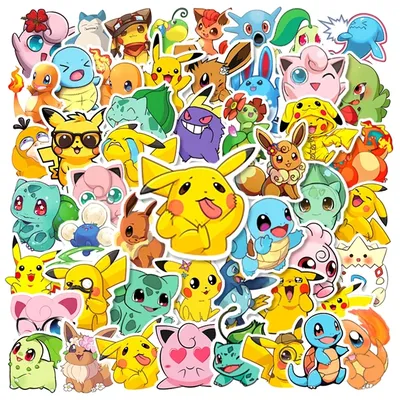 50 stücke kawaii anime pokemon pikachu aufkleber aufkleber handy fall laptop koffer dekoration Image