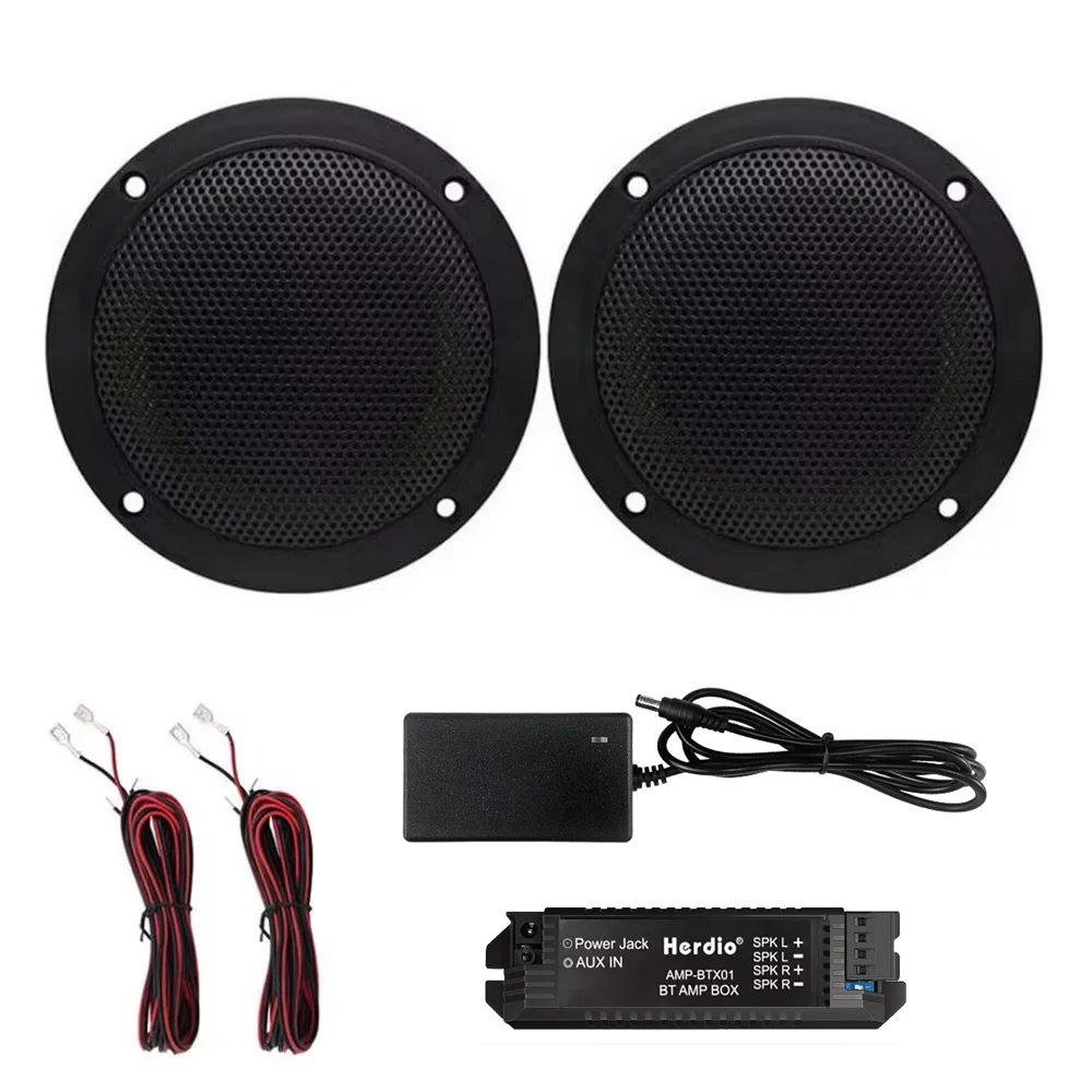 Herdio 4'' 160W Wasserdichter Marine-Bluetooth-Deckenlautsprecher Hintergrundmusiksystem Deckenlautsprecher für Boot Badezimmer Zuhause Image