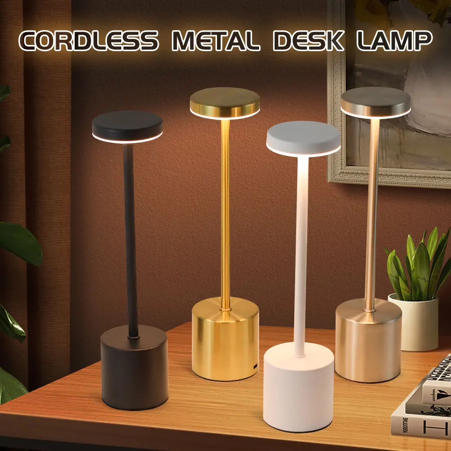 Kreative Touch-Sensor-LED-Tischlampe, USB wiederaufladbar, Nachtlicht, 3-farbig, einstellbare Temperaturen, Schreibtischlampe, Hotelbar-Dekoration