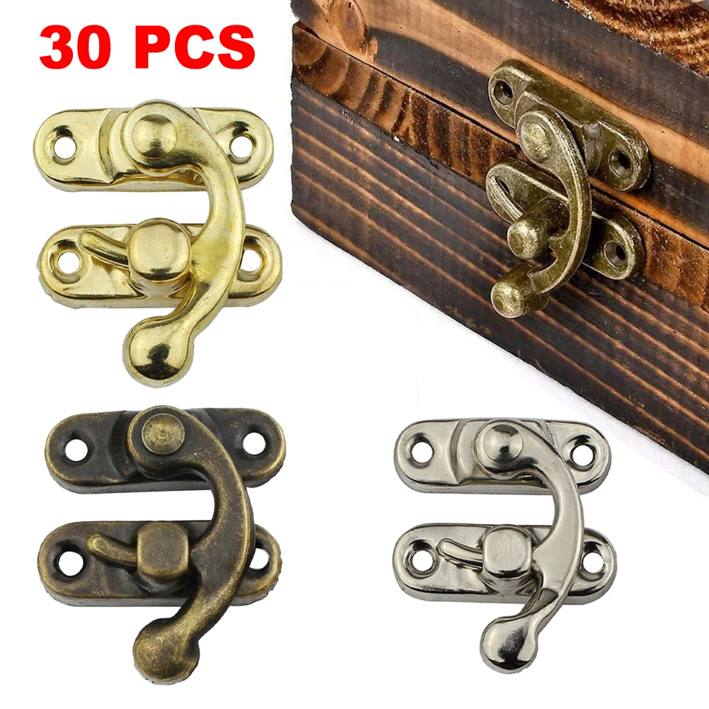 30 Stück antike Bronze Boxen Hasps Eisen Schloss Fang Riegel Set für Schmuck Truhe Box Koffer-Schnalle Clip Verschluss Holzkiste Hardware