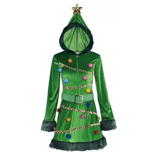 Robe de Noël Robe de vacances Arbre de Noël Sapins de Noël Mrs. Claus Noël Fête costumée Déguisement Cosplay pour Femmes Adultes Noël Halloween Carnaval Mascarade Vacances Soirée Noël Robe