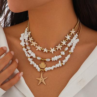 Pendant Necklace Shell Women's Cute Holiday Layered Wedding irregular Necklace For Wedding Party Holiday