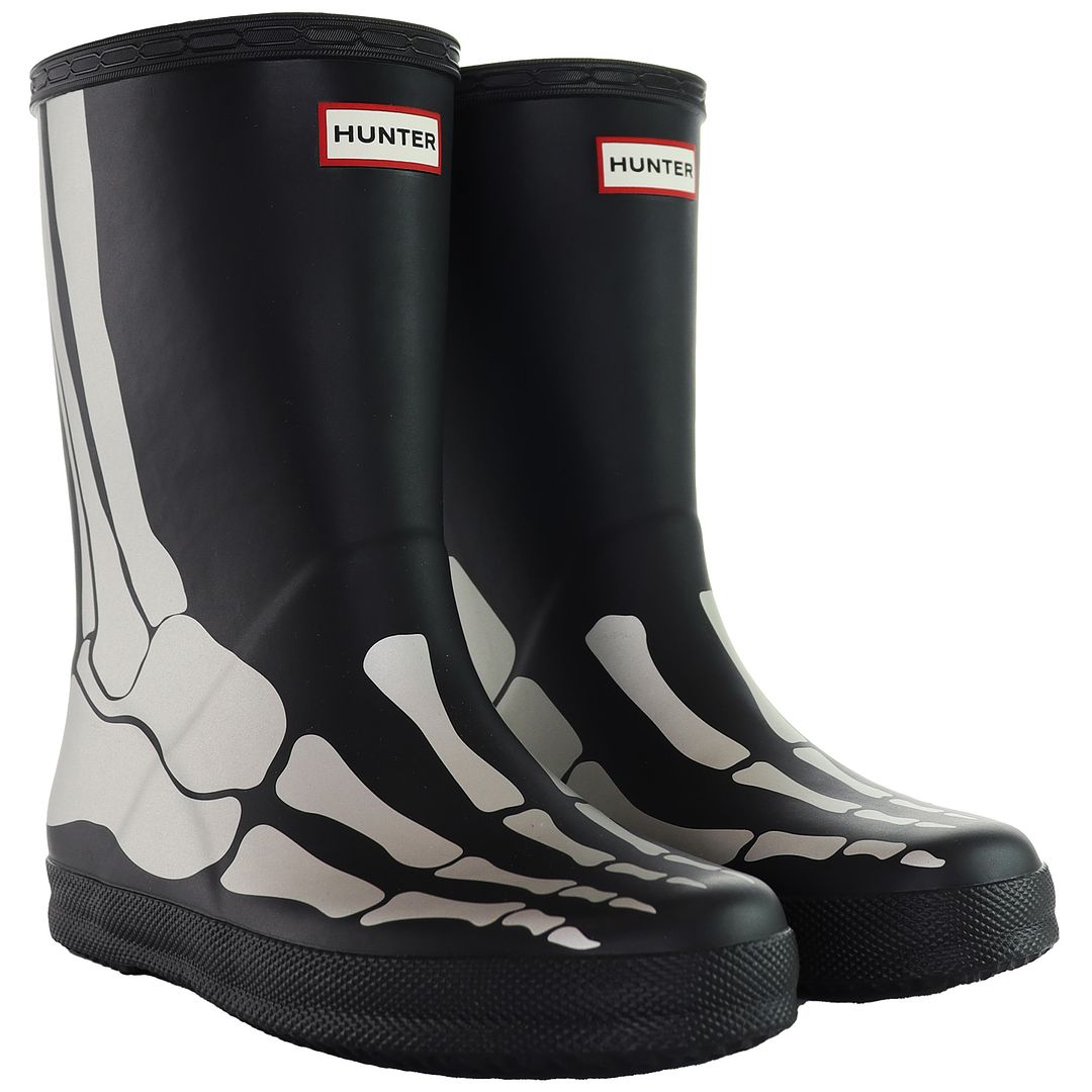 Hunter First Reflective Gummistiefel für Kinder, Schwarz