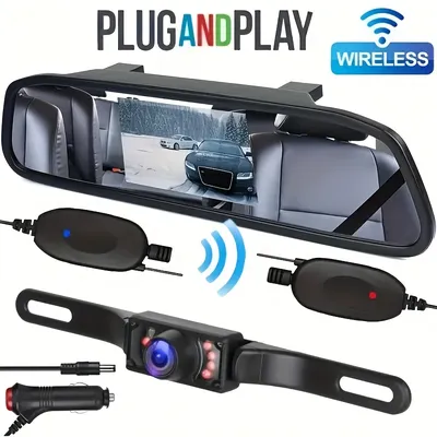 Wireless 4.3" Rear View Mirror Monitor Backup Camera Car Reversing System Kit Free Shipping US Stock