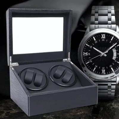 Luxury Automatic 2 Motor Watch Winder Crocodile Pattern Display Case Storage 4+6