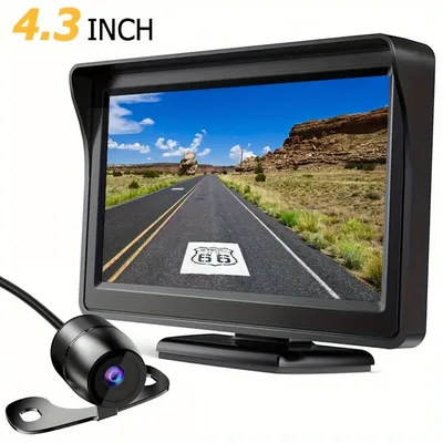 Car Backup Reverse Camera 4.3" HD Monitor Display Night Vision Rear View Kit Parking Assistant