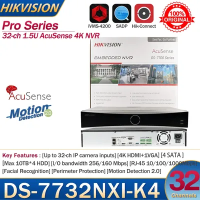 Hikvision Original NVR 32-ch 1.5U AcuSense 4K NVR DS-7732NXI-K4 32ch Cameras Network Video Recorder