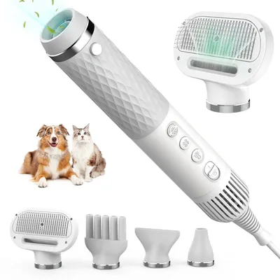 Dog Hair Dryer 5 in 1 Portable Handheld Dog Hair Dryer Smart Temperature Adjustment Grooming Brush