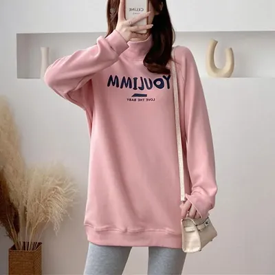 Breastfeeding Clothes High Neck Sweatshirt For Pregnant Women Nursing Mothers Hoodies Pregnancy