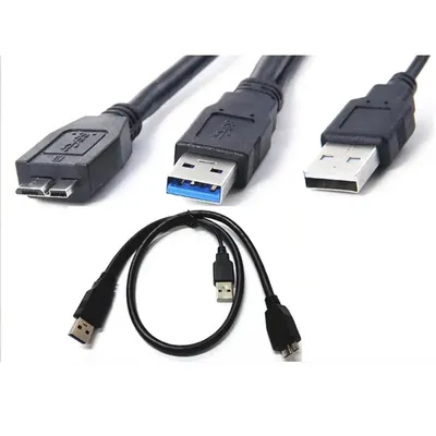 USB 3.0 Mobile Hard Disk Cable AM Male To B Male Port Double Head Y Type Up To 5 Gbps Data