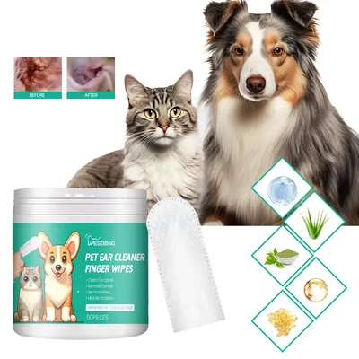 YEGBONG Dog Tooth & Ear Cleaning Wipes, Pet Dental Care Finger Wipes For Dogs&Cats - Reduces Plaque