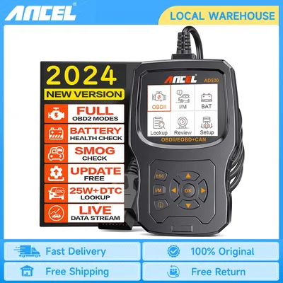 2024 ANCEL AD530 Automotive OBD2 Scanner Professional Code Reader Battery Tester Check Engine OBD 2