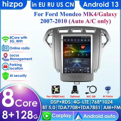 Android 13 2Din Car Radio for Ford Mondeo MK4 / Galaxy 2007-2010 Auto A/C Multimedia Video Player