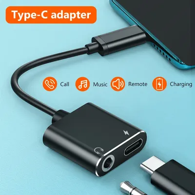 2-in-1 USB-C Type C To 3.5mm Charging Cable Splitter Headphone Female To TypeC Male Adapter Y