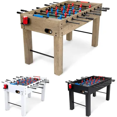 54 Inch Full Size Foosball Table - Includes 4 Balls and 2 Cup Holders – Black, Oak, or White