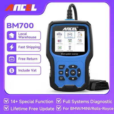 ANCEL BM700 for BMW MINI Rolls-Royce OBD2 Code Reader Oil Battery TPMS Reset Full System Car