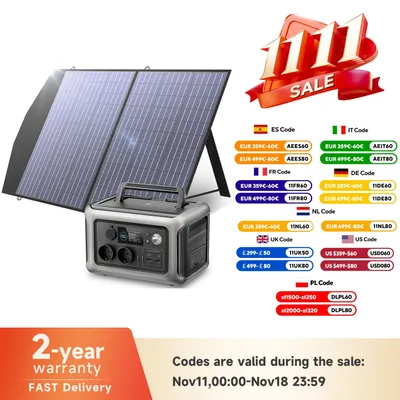 ALLPOWERS R600 Portable Power Station with Solar panel 100W , 600W 299Wh LiFePO4 Solar Generator UPS