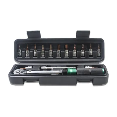 15pcs Drive Click Torque Wrench Set 1/4inch Bicycle Tool Torque Wrench 2-24Nm Extension Bar 0.1Nm