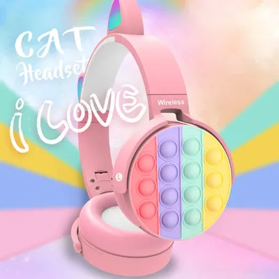 Cat Ear Head Mounted Children's Toy Headphones, Wireless Bluetooth Headphones, Popular Bubble