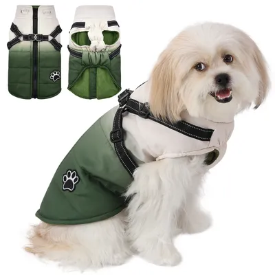 Pet Dog Jacket With Harness Winter Warm Dog Clothes For Small Medium Waterproof Dog Coat Chihuahua