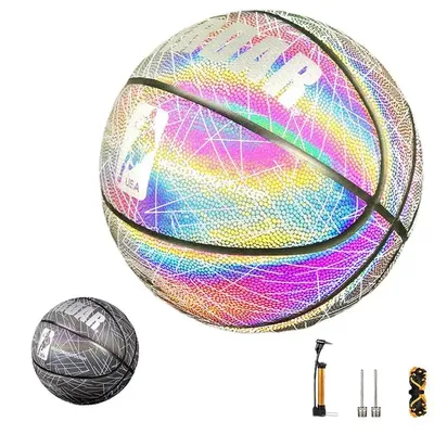 Reflective Basketball Set Adult Basketball With Inflator Size 7 Luminous Basketballs For Night Game