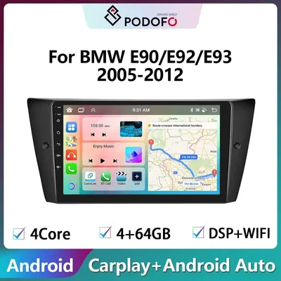 Podofo Android 2din Car Radio Multimidia Video Player Navigation GPS For BMW E90/E92/E93 2005-2012 2