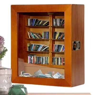 Stress Relief Book Shelf Tiny Display Cabinet Handmade Stress Reliever Miniature Book Boxes With 200