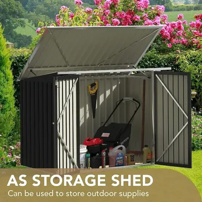 Outdoor Storage Shed Metal Trash Shed Waterproof Outside Storage with Lid Chain Hydraulic Gas Rod,