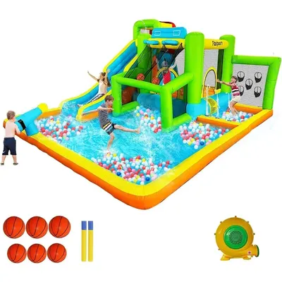 Inflatable Bounce House Water Slide, 9 in 1 Bounce House for Kids Indoor Outdoor Bouncy House with