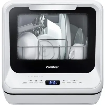 COMFEE' Portable Dishwasher Countertop with 5L Built-in Water Tank, No Hookup Needed, 6 Programs,