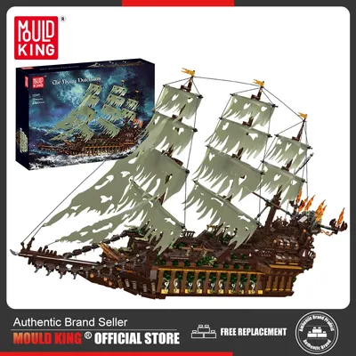 Mould King 13197 Pirate Ship Building Block The MOC Flying Ductman Pirate Ship Model Assembly Ship