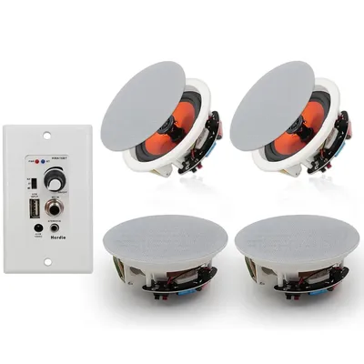 Herdio 6.5 Inch Bluetooth in Wall in Ceiling Speakers 600 Watt with Wall Amplifier Receiver for