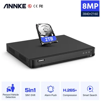 ANNKE 16CH 8MP 5in1 HD TVI CVI AHD IP Security DVR Recorder H.265+ Video Recorder Email Alert Motion