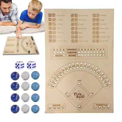 Baseball Dice Board Game Wooden Dice and Marble Board Game Interactive Double Battle Table Game Fun