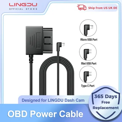 LINGDU OBD Hardwire Kit Type C Port/Micro USB Port/Mini USB for LINGDU D500 LD06 Car Dash Cam Cable