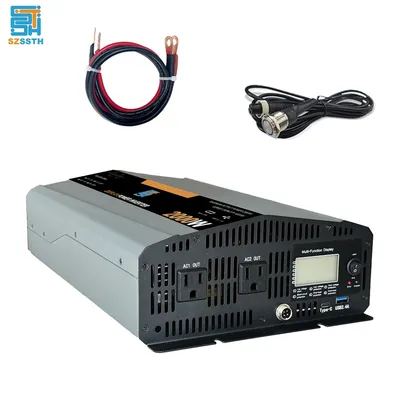 4000W Peak Pure Sine Wave Solar Inverter Power 2000W 12V DC to 110V AC Voltage Converter Dual US