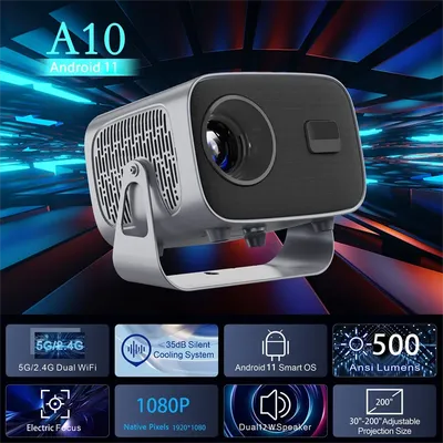 HY310 HD High Brightness Smart Projector 4K Android 11 1080*720P 390ANSI 2.4G&5G BT5.2 H713 Home