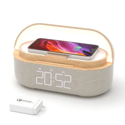 COLSUR S29 Bluetooth Speaker with Digital Alarm Clock Fast Wireless Charging FM Radio Night Light