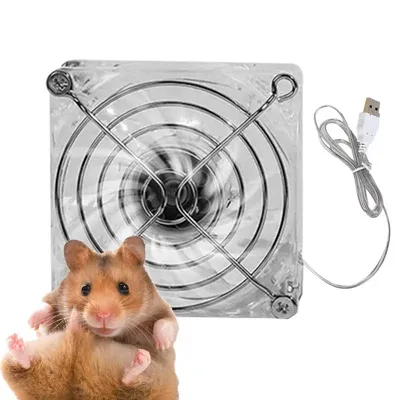 Pet Cooling Fan 7-bladed Turbofan Acrylic Guinea Pig Cage Cooling Fan Strong Wind For Summer Cooling