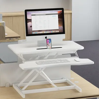 32-Inch Dual Monitor Electric Standing Desk Converter with Removable Keyboard Tray, Height