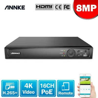 ANNKE 4K 16CH POE Video Recorder 4K H.265+ NVR For HD POE 2MP 4MP 5MP 8MP IP POE Camera Home