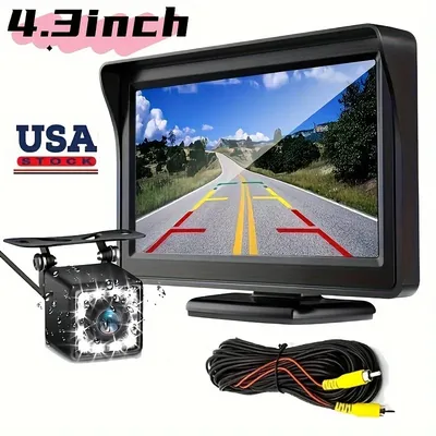 Car Rear View Backup Camera Kit Monitor with Reverse Camera LED Night Vision Parking Assistant for