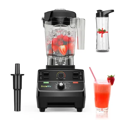 BioloMix 2200W Professional Smart Timer Pre-programed Blender, 2L round jar, Mixer Juicer Food