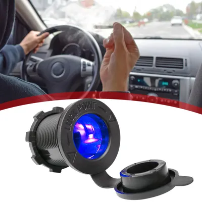 12V-24V Cigarette Lighter Socket With LED Light Waterproof Car Boat Motorcycle Cigarette Lighter