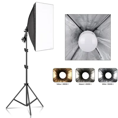 50x70CM Photography Softbox 3 Colors Lighting Kit 45W/135W LED Lamp Professional Continuous Light