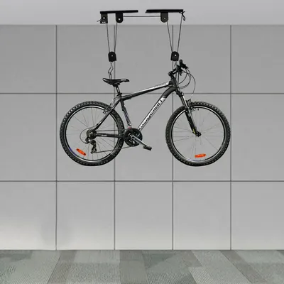 60kg Bicycle Bike Lift Hoist Ceiling Storage Hanger Pulley Rack Garage and Hooks